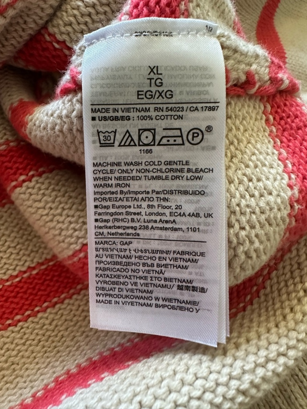 Gap 100% Cotton 24/7 Split-Hem Roll Neck Sweater in Cream & Coral Size XL - Picture 8 of 12